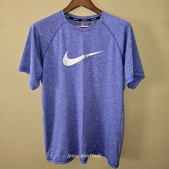 Nike Swim Blue Dri-Fit UPF 40+ Rash Guard Short Sleeve Shirt Men's Size XL - Picture 8 of 10